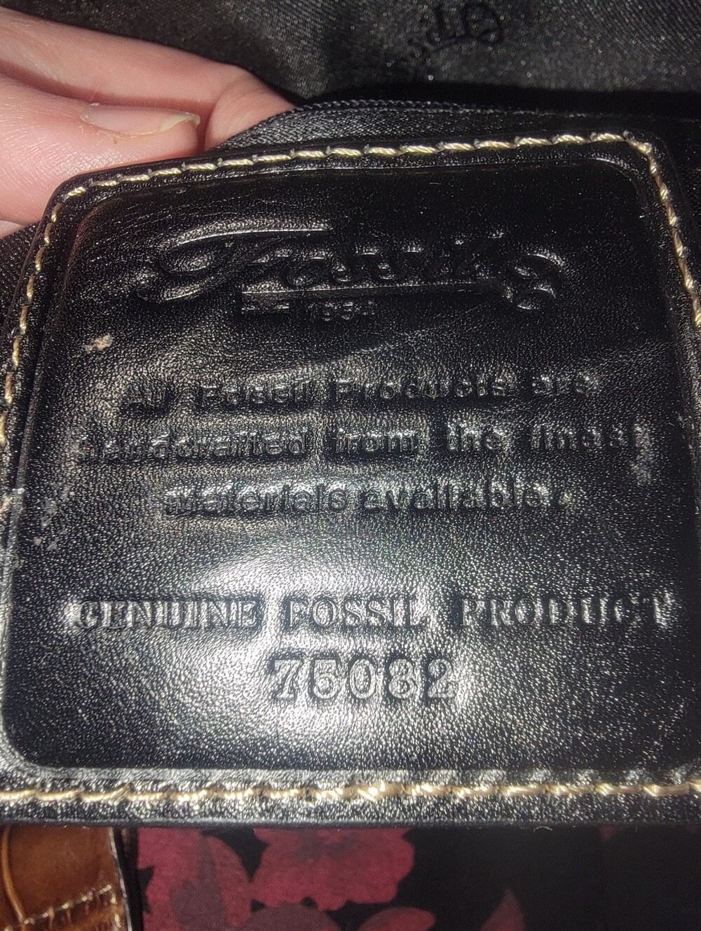 Fossil Black Brown Leather Handbag Computer Briefcase Croc Satchel W/ Key - Picture 10 of 10